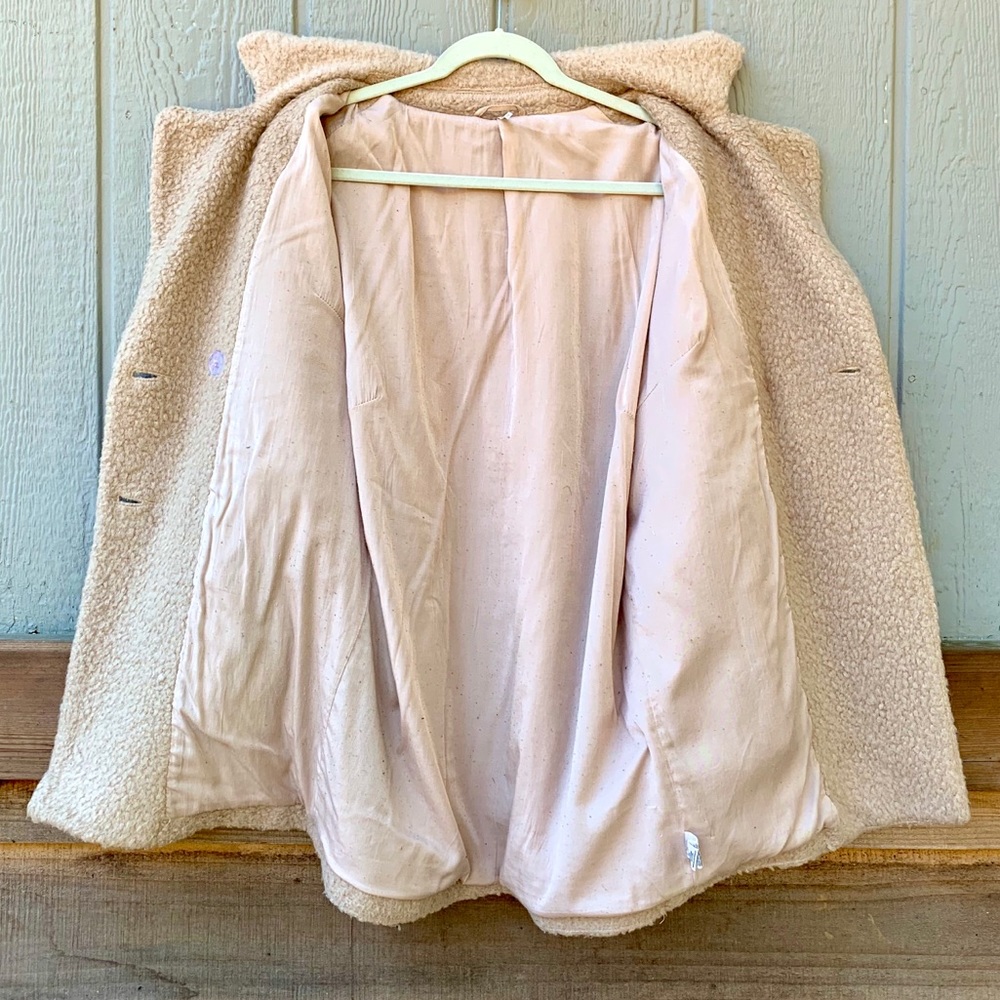 Free People mauve blush pink oversized button down teddy sherpa jacket overcoat - Picture 8 of 16
